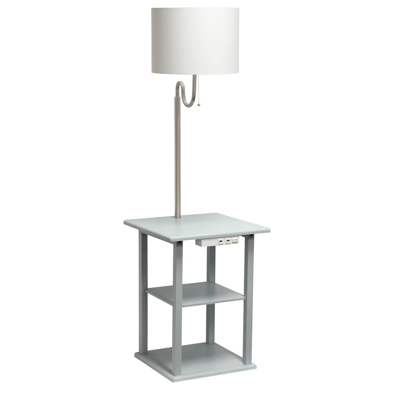 Simple Designs 57" 2 Tier Floor Lamp with USB & Outlet